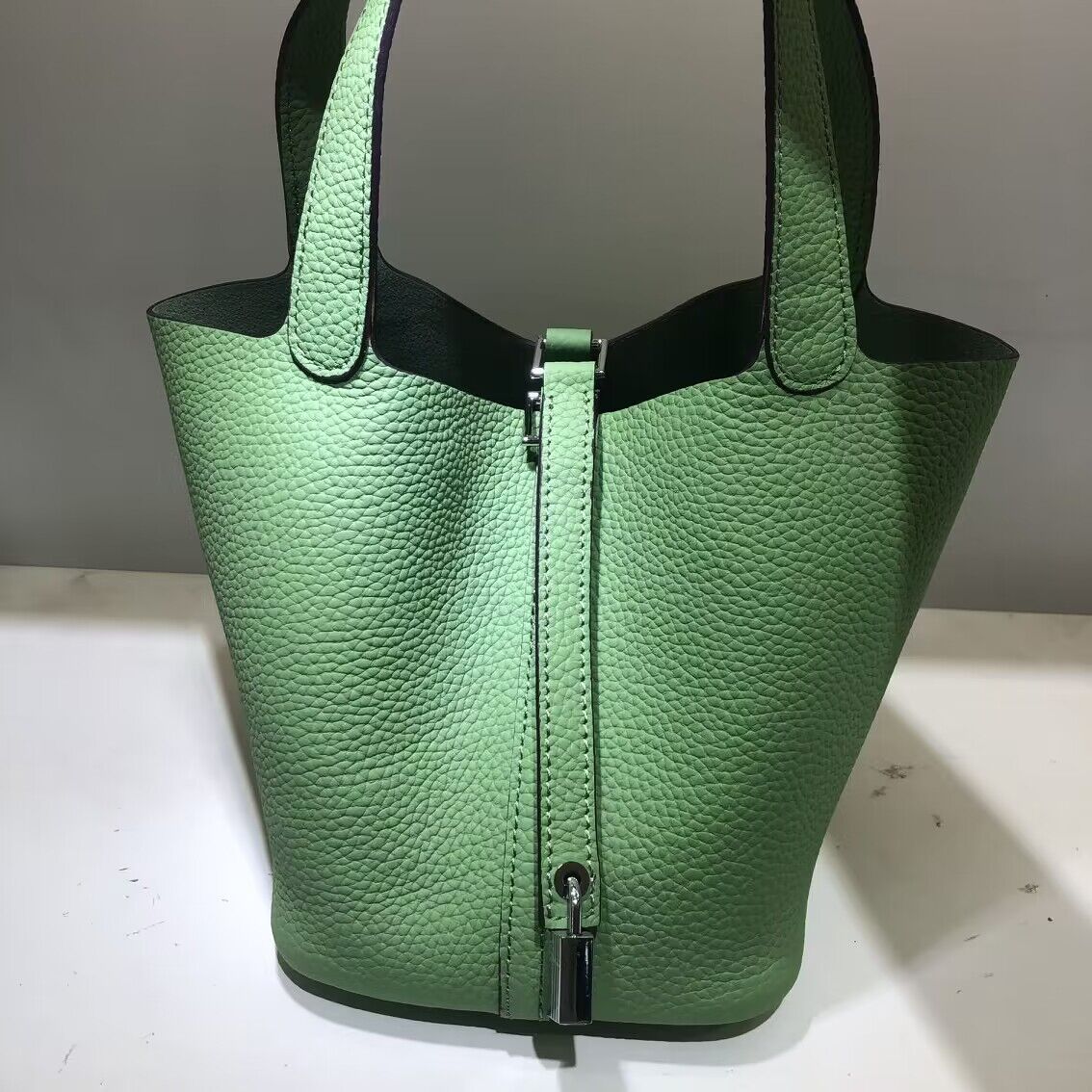 Genuine Top Layer Pebbled Cowhide Leather Bucket Bag for Women, New Fashionable Basket Mini Top Handle Handbag, Trendy Casual Purse for Ladies