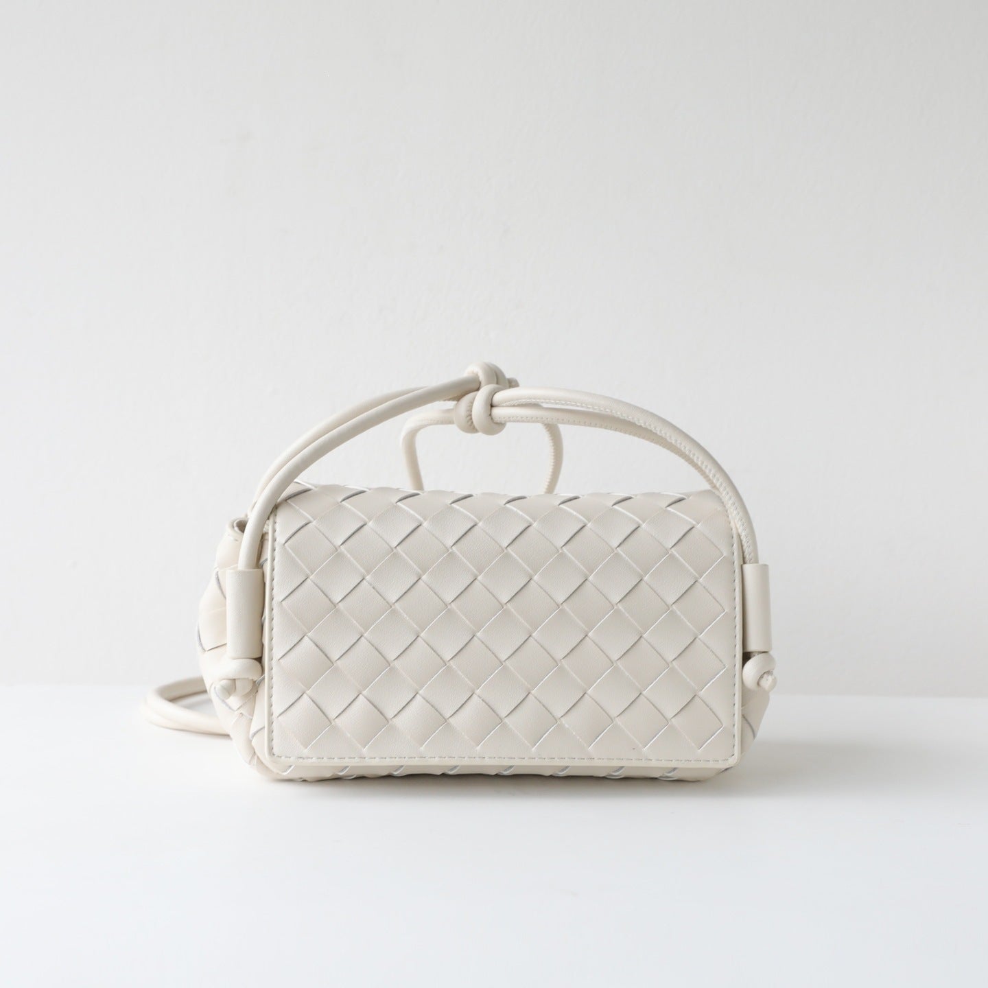 Cowhide Woven Flap Phone Bag for Women Mini Knot Shoulder Crossbody Handbag, Premium Niche Purse with Artisan Woven Texture
