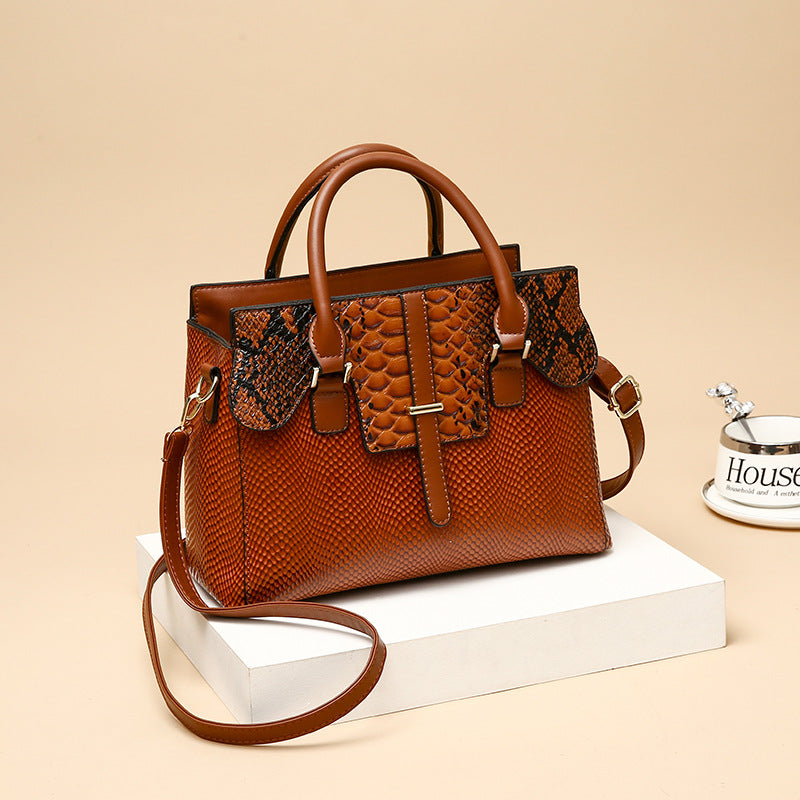 New Spring Arrival Croc-Effect Handbag for Women, A Large Capacity Versatile Vintage Trendy Bag with Fashionable Design, Perfect Everyday Purse