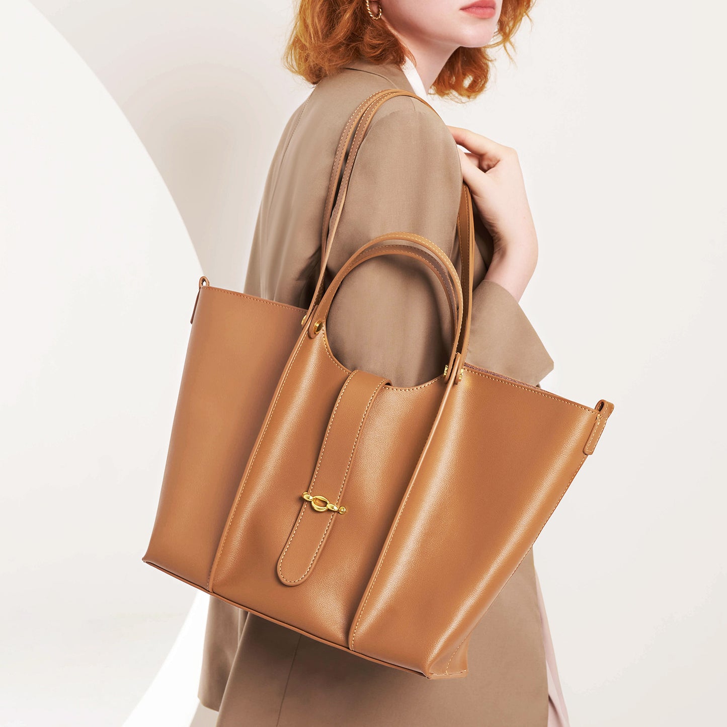 Genuine Cowhide Niche Tote Bag for Women, New Versatile Large Capacity Commute Shoulder Top Handle Handbag, Premium Everyday Purse for Ladies