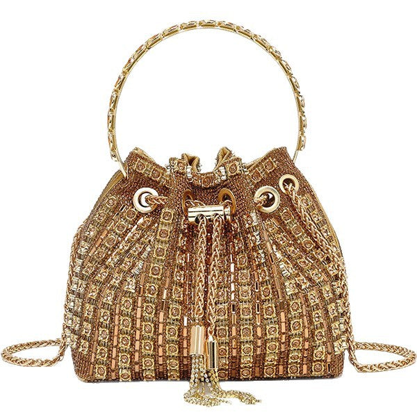 New Rhinestone Evening Top-Handle Bag for Women, Fashionable Crystal-Studded Shoulder Crossbody Purse, Stylish Handbag with Sparkly Design