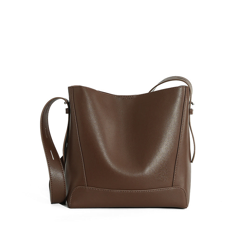 Genuine Leather Bucket Bag for Women, New Large Capacity Commute Shoulder Crossbody Purse, Premium Everyday Handbag for Ladies