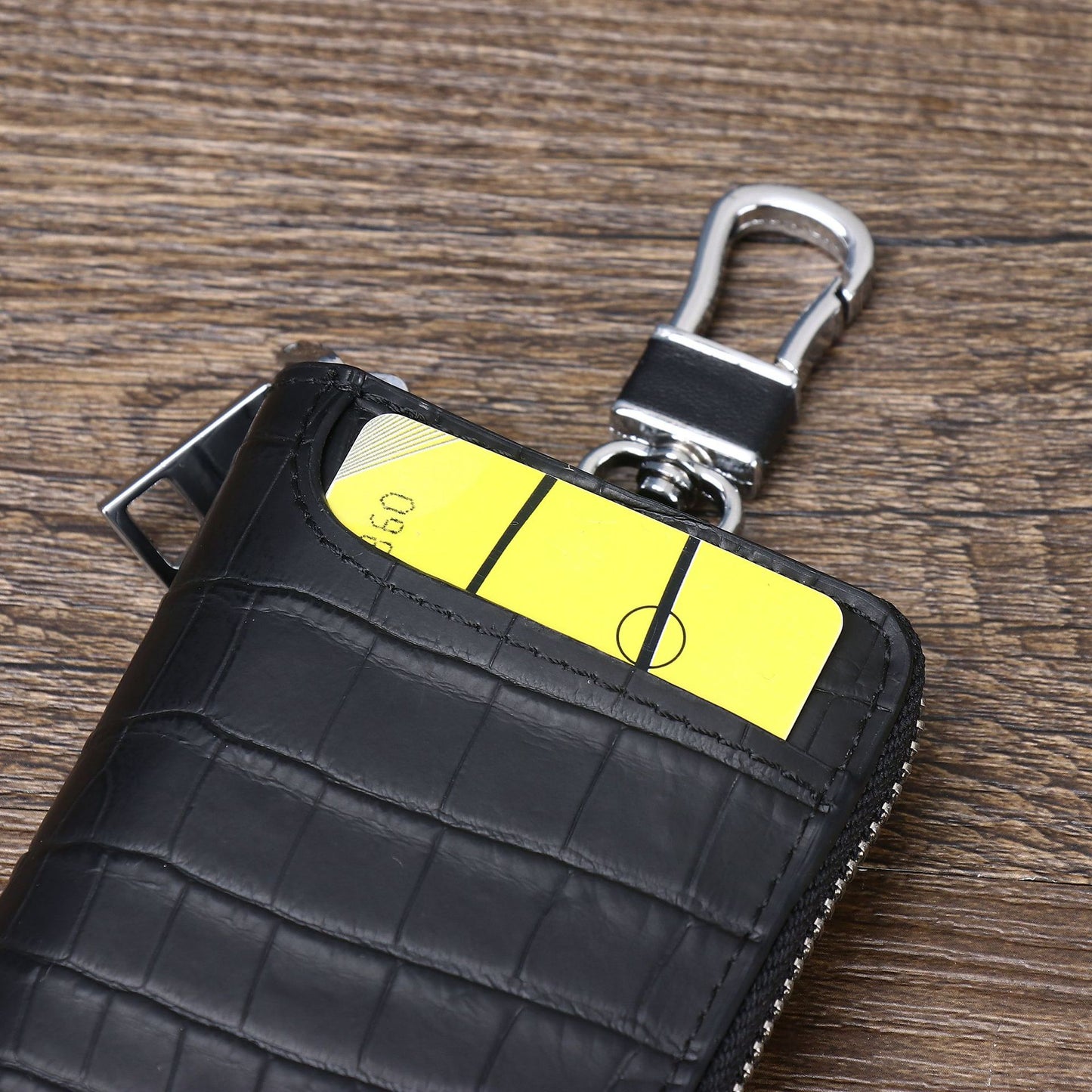 New Arrival Matte Croc-Effect Key Holder Pouch, A Large Capacity Multi-Functional Key Chain Wallet with Key Ring & Practical Compact Design