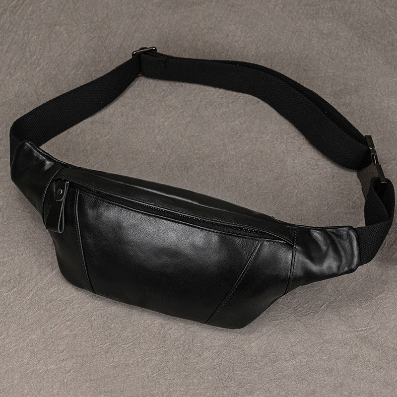 Crazy Horse Leather Multifunctional Waist Chest Bag, Outdoor Sports Crossbody Phone Pouch for Men and Women