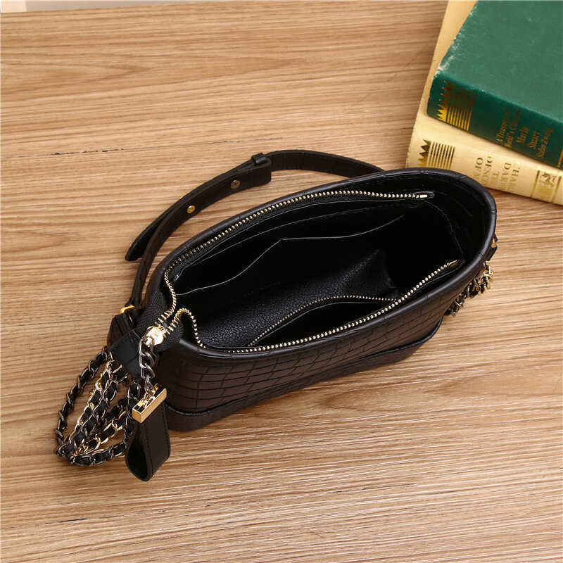 New Arrival Genuine Leather Croc-Effect Hobo Bag for Women, A Large Capacity Multi-Functional Chain Shoulder Crossbody Handbag with Premium Quality