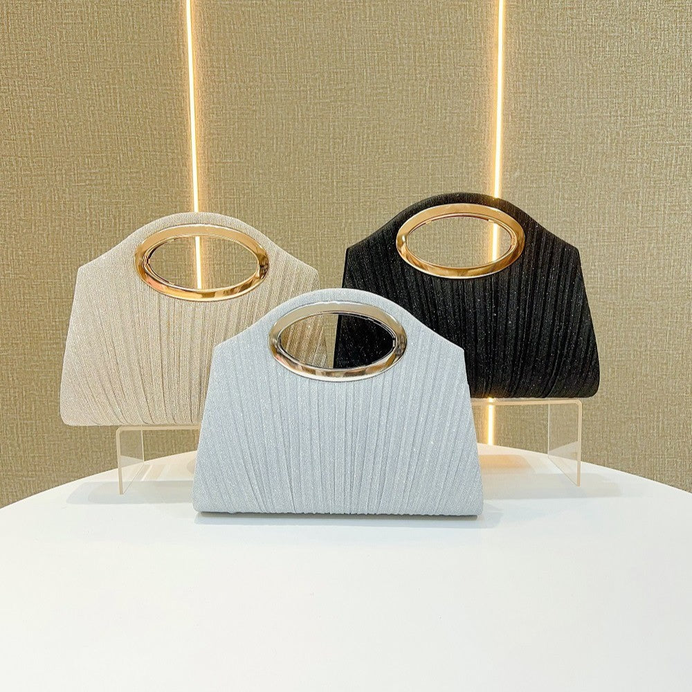 Elegant Pleated Evening Bag for Women, A Romantic Wedding Banquet Clutch with Glamorous Top-Handle & Shoulder Crossbody Design, Perfect for Formal Dresses