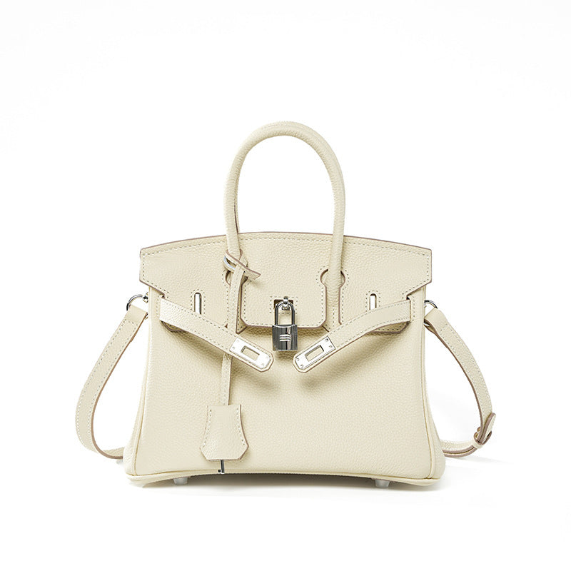 Premium Top-Layer Cowhide Leather Tote Bag for Women, Textured Grain Finish with Spacious Large Capacity, Unique Boutique Handbag with Turn-Lock Closure