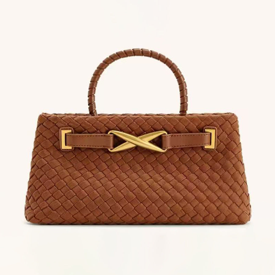 PU Woven Bucket Bag for Women Summer Shoulder Crossbody Handbag, Bestselling Versatile Purse with Natural Woven Texture