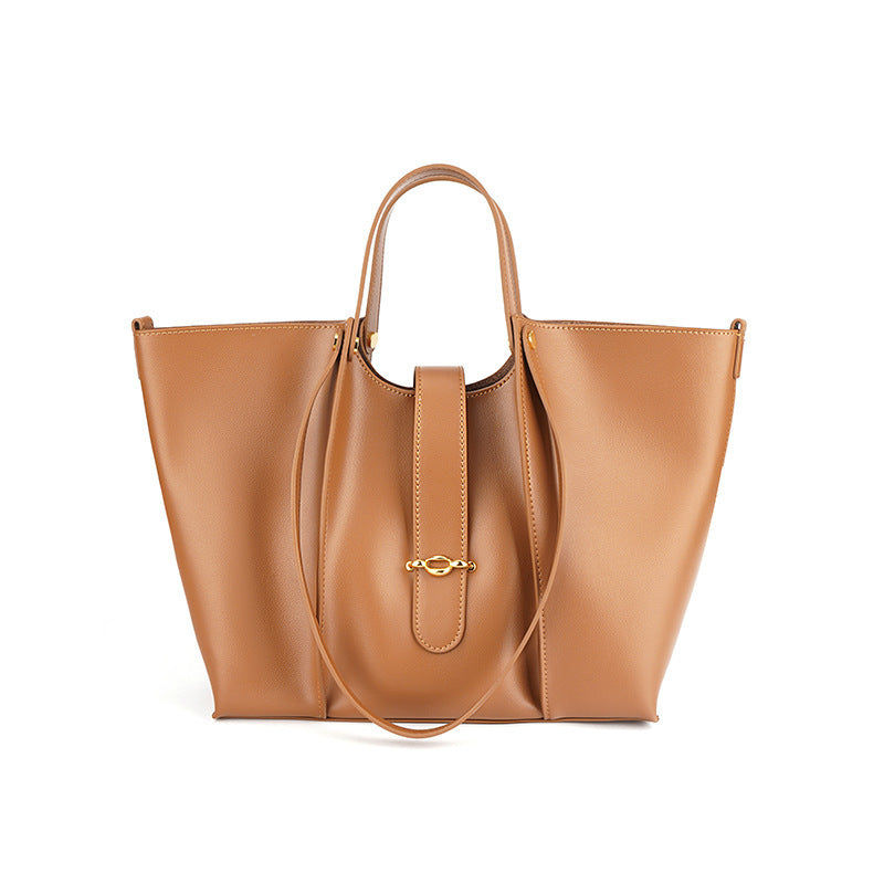 Genuine Cowhide Niche Tote Bag for Women, New Versatile Large Capacity Commute Shoulder Top Handle Handbag, Premium Everyday Purse for Ladies