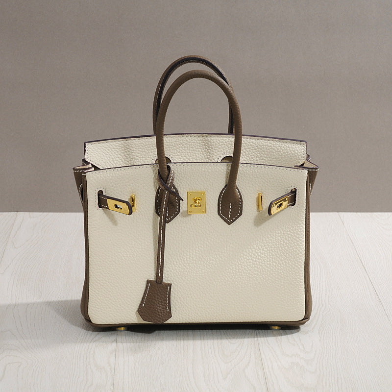 Genuine Leather Kelly-Style Large Tote Bag for Women, New Trendy Shoulder Crossbody Top Handle Purse, Light Luxury Elegant Handbag for Ladies