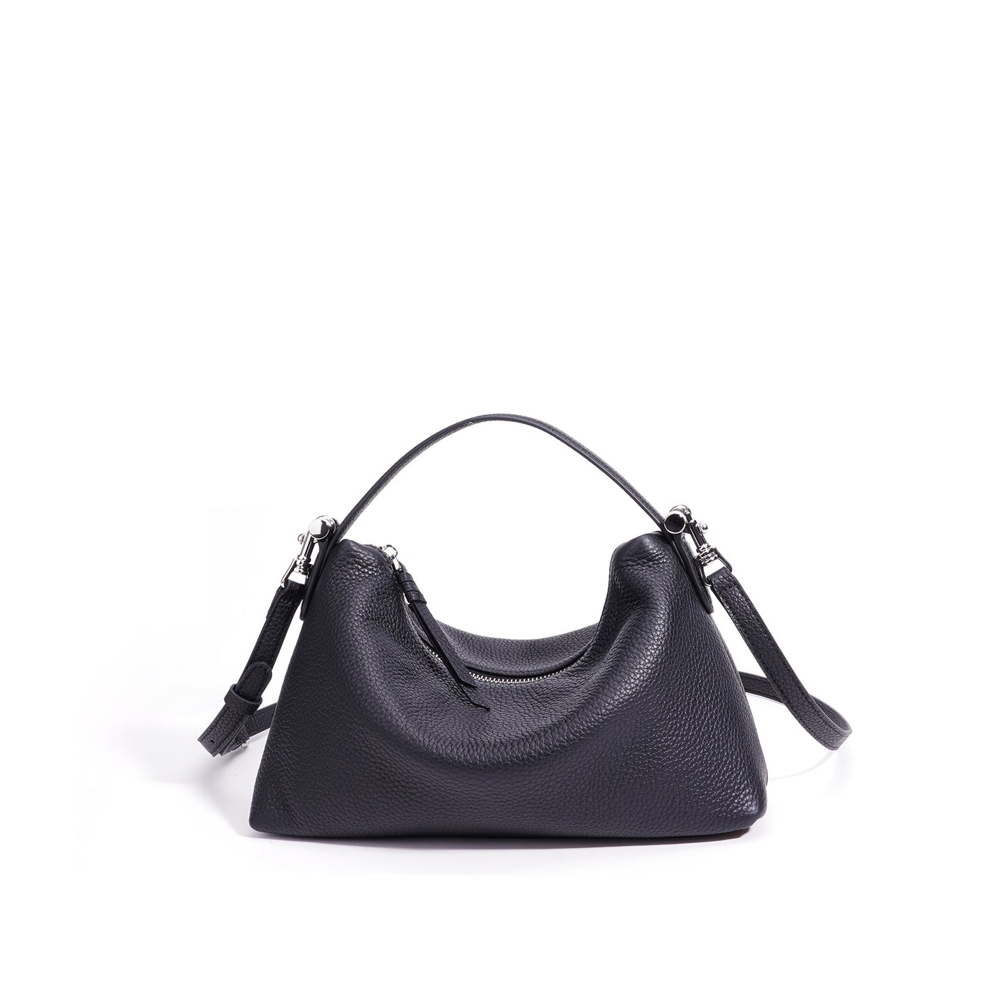 Ins Style Candy Color Genuine Leather Bag, Zipper Commute Shoulder Crossbody Purse, Versatile Premium Handbag for Women