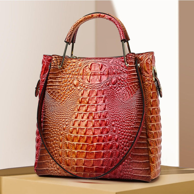 Women's Fashion Embossed Tote Bag Set – Large Capacity Bucket Handbag with Matching Pouch, Chic and Sophisticated Everyday Carryall