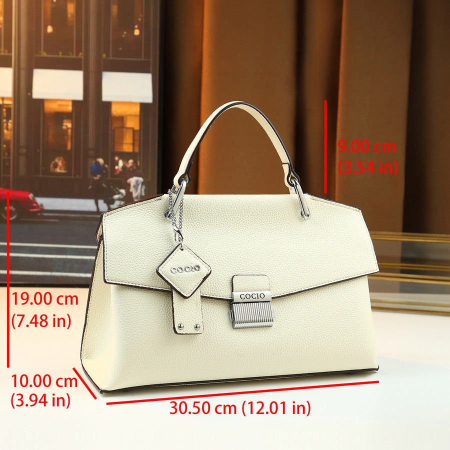Himalayan White Messenger Bag for Women Premium Textured Shoulder Crossbody Handbag, Elegant Versatile Purse with Clean Sophisticated Design