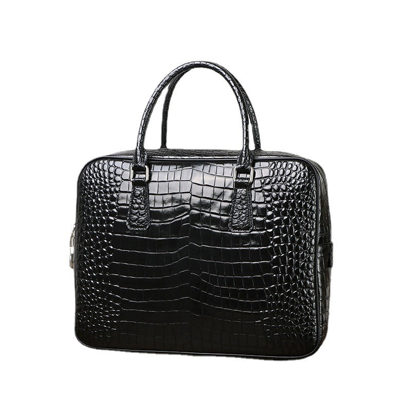 New Arrival Croc-Effect Business Briefcase for Men, A Large Capacity Top-Handle Laptop Commuter Bag with Professional Design