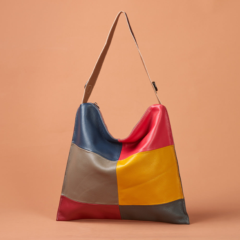New European Vintage Hobo Bag in Top Layer Cowhide, Casual Shoulder Crossbody Purse, Stylish Handbag for Women