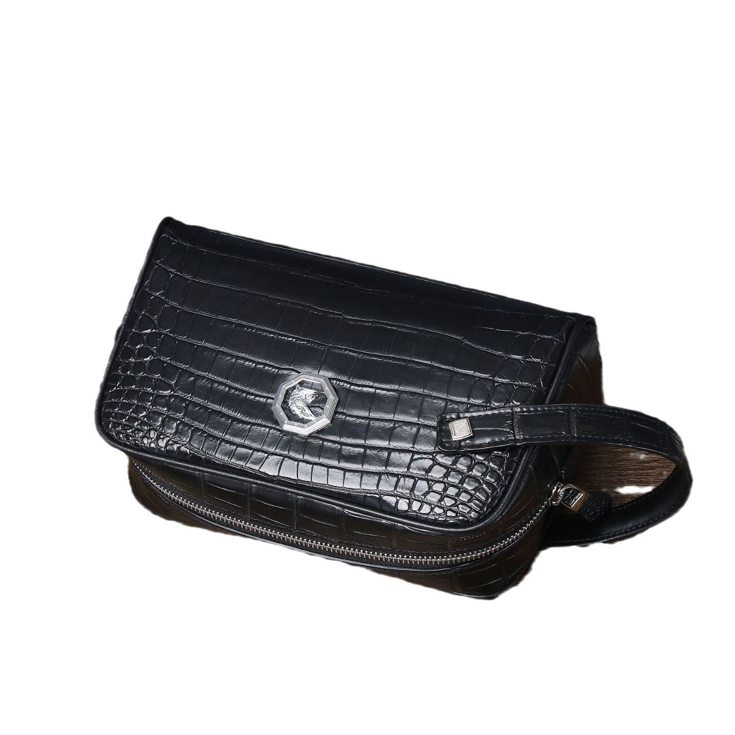 New Arrival Croc-Effect Large Executive Clutch Bag for Men, A Spacious Business Handheld Organizer with Multi-Functional Document Compartments