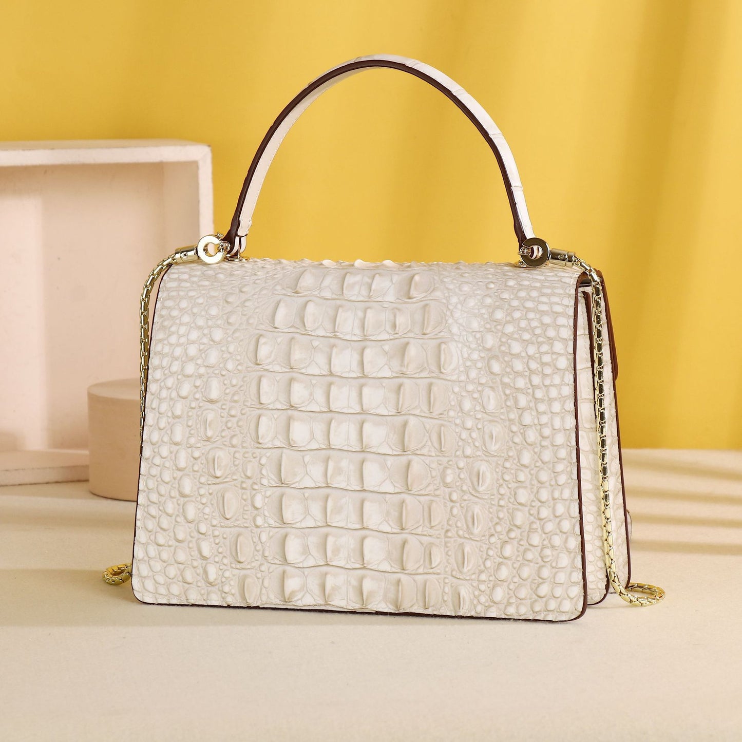 New Arrival Croc-Effect Casual Handbag for Women, A Trendy Top-Handle Shoulder Crossbody Bag with Bone-Pattern Design