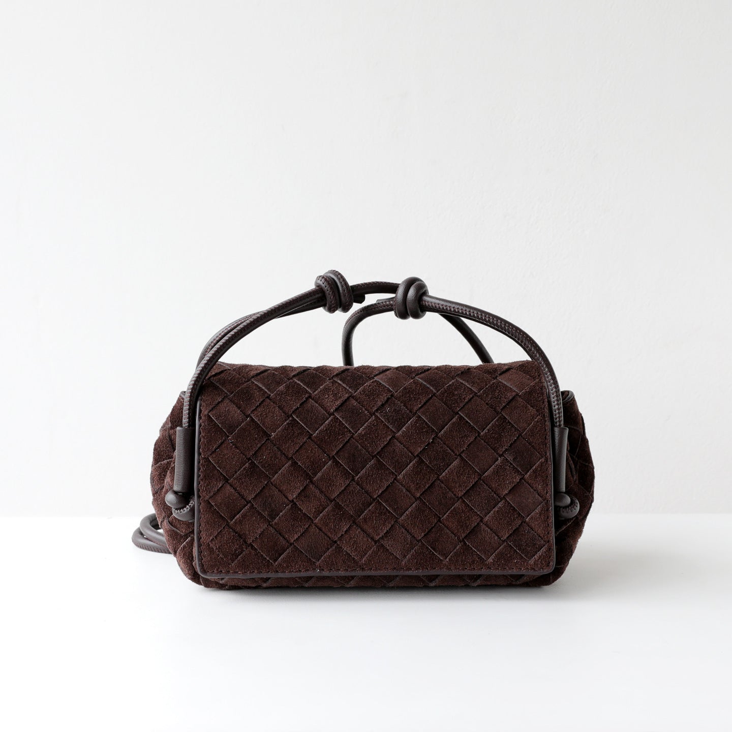 Frosted Cowhide Woven Mini Square Bag for Women Knot Flap Shoulder Crossbody Handbag, Niche Genuine Leather Purse with Soft Matte Texture