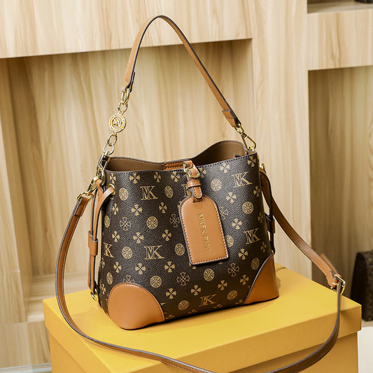 Genuine Leather Vintage Minimalist Bucket Bag for Women, New Trendy Top Handle Crossbody Shoulder Purse, Casual Small Handbag for Ladies