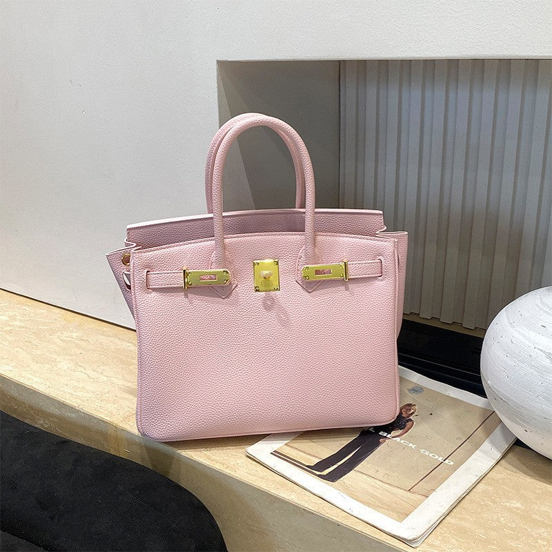 New Arrival Pebbled Genuine Leather Birkin-Inspired Tote Bag for Women, Gold-Tone Hardware with Spacious Large Capacity, Versatile Top-Handle Shoulder Handbag for Everyday Chic
