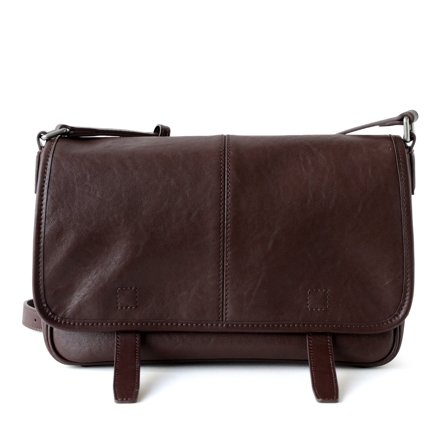 Vegetable-Tanned Leather Messenger Bag for Men and Women Vintage Casual Commuter Shoulder Crossbody Handbag, Versatile Genuine Leather Purse