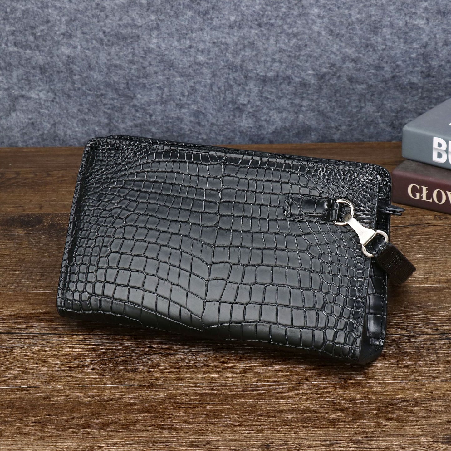 New Arrival Croc-Effect Large Clutch Wallet for Men, A High-End Multi-Functional Business Handheld Bag with Spacious Capacity & Sophisticated Design