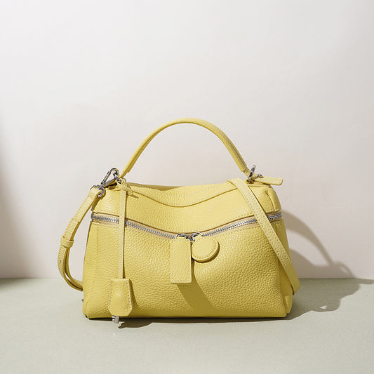 New Candy Color Pebbled Leather Bag, Niche Korean Design Shoulder Crossbody Top Handle Purse, Casual Handbag for Women