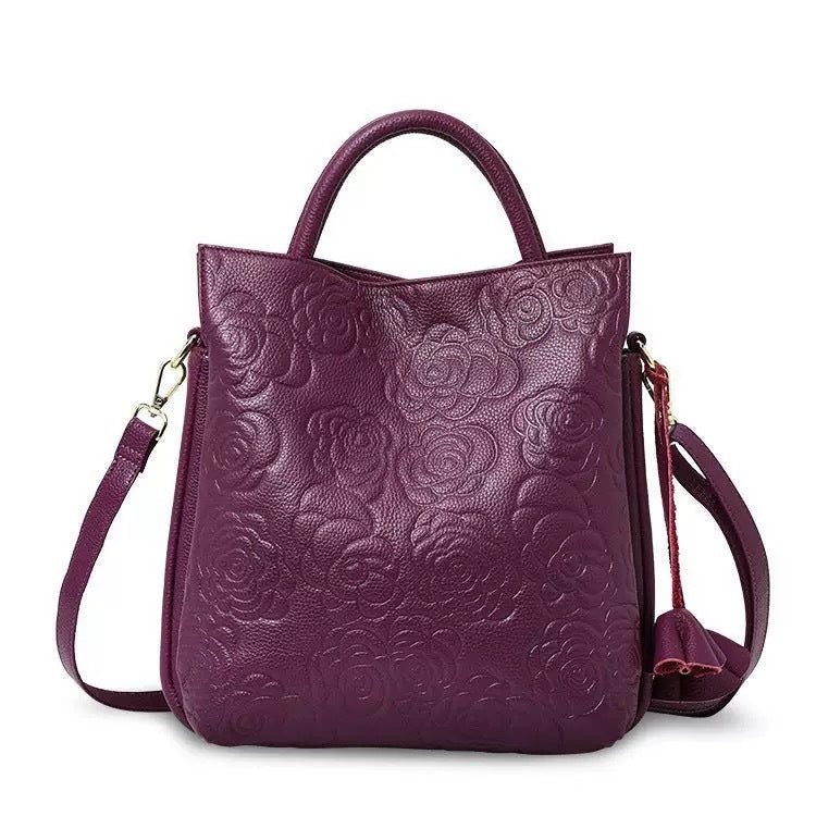 New Red Bridal Wedding Bag in Top Layer Cowhide, Light Luxury Mom Top Handle Purse, Perfect Commute Handbag for Women