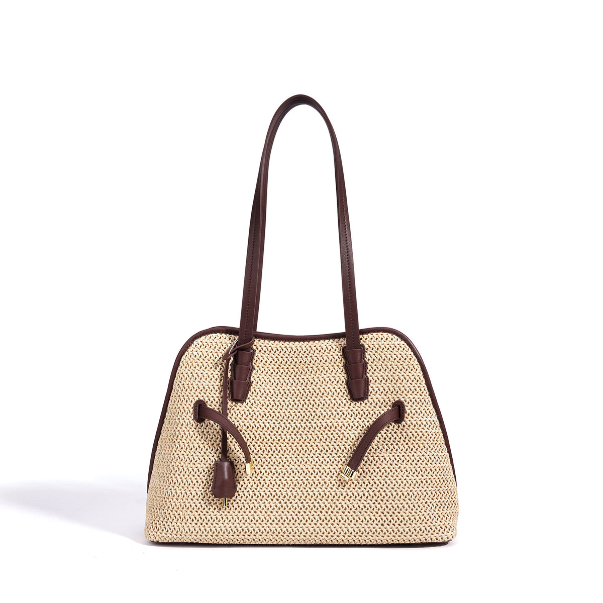Patchwork Niche Design Cowhide Bag, Large Capacity Spring Summer Resort Style Underarm Shoulder Purse, Premium Straw Woven Handbag for Women