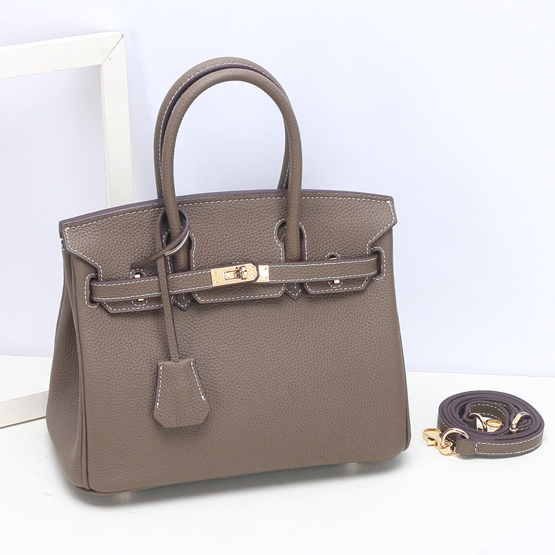 Genuine Togo Grain Cowhide Birkin-Style Bag for Women, Premium Shoulder Top Handle Handbag, Fashionable Kelly-Style Purse for Ladies