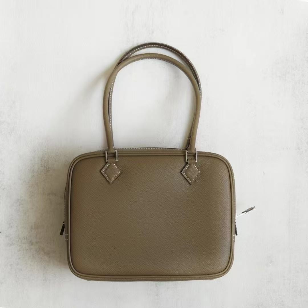 Women's Genuine Leather Feather Bag 20cm, Hermès-Inspired Top-Layer Cowhide Handbag with Palm-Skin Texture, 2nd Generation Style Top-Handle & Cross-Body Purse, Trendy Shoulder Satchel for Everyday Use