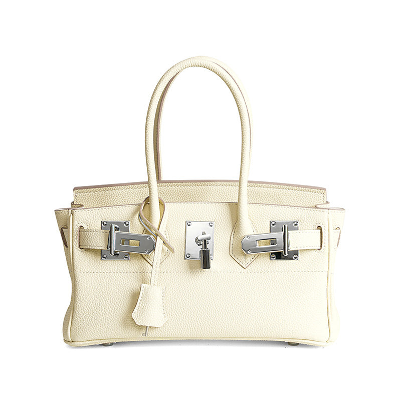 【Pebbled Top-Layer Leather】Premium Birkin-Inspired Tote Bag for Women, High-Quality Genuine Leather Large Capacity Commuter Top-Handle Handbag