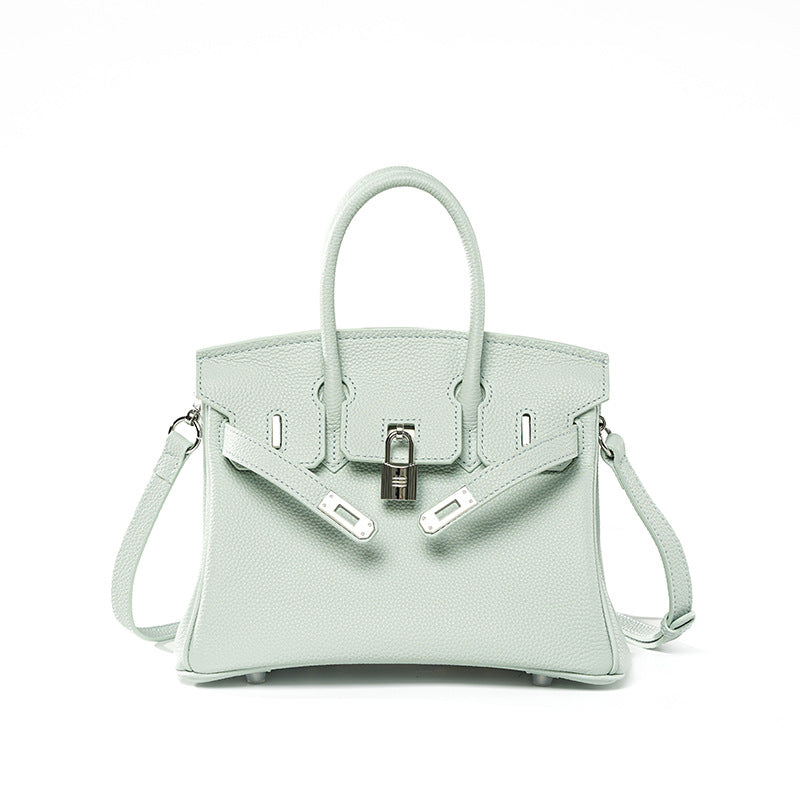 Premium Top-Layer Cowhide Leather Tote Bag for Women, Textured Grain Finish with Spacious Large Capacity, Unique Boutique Handbag with Turn-Lock Closure