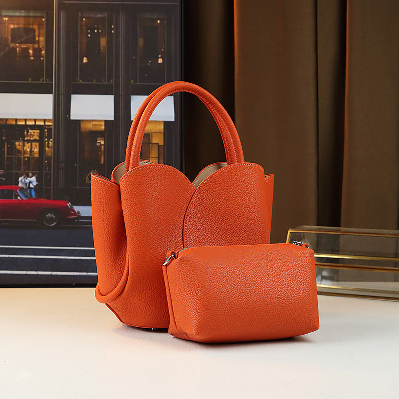 Tulip Sub-Bag Set for Women Solid Color Minimalist Top Handle Purse, Versatile Business Commuter Shoulder Crossbody Handbag with Elegant Design