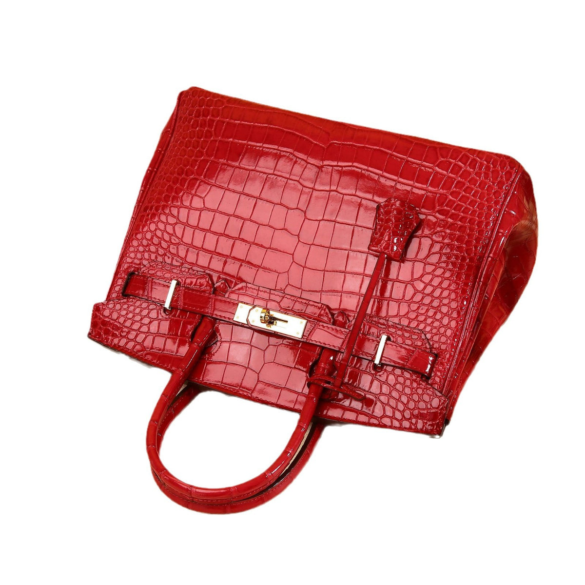 Chic Croc-Embossed Birkin-Inspired Tote Bag for Women, Light Luxury Large Capacity Top-Handle Crossbody Handbag with Premium Sophisticated Design, Trendy Everyday Purse