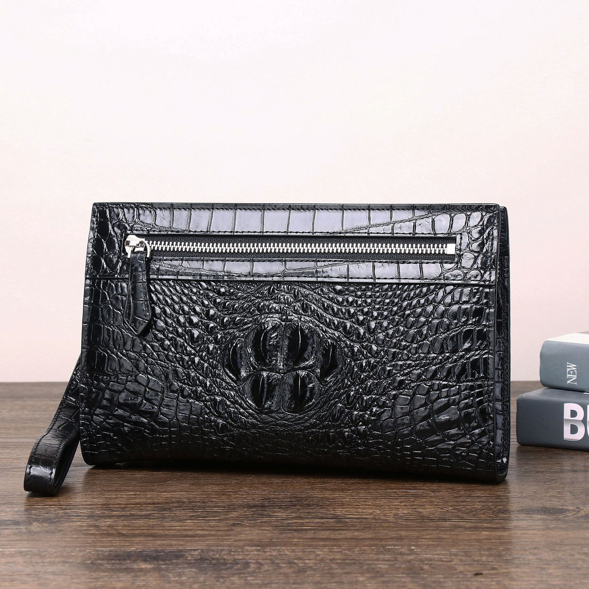 New Arrival Croc-Effect Large Multi-Functional Clutch for Men, A Spacious Business Handheld Bag with Underarm Carry & Document Organizer
