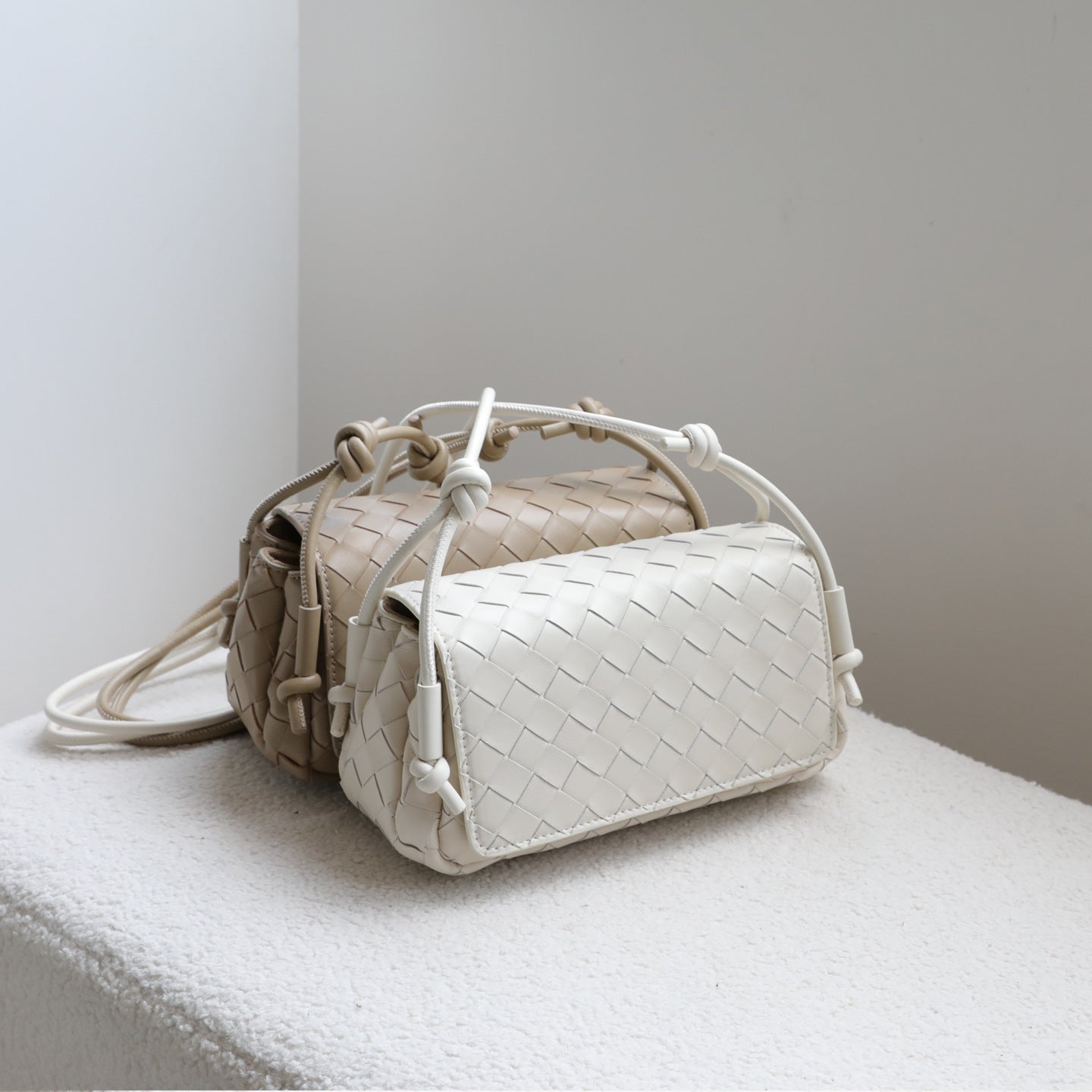 Sheepskin Handwoven Flap Mini Square Bag for Women Shoulder Crossbody Handbag, Premium Compartment Purse with Niche Artisan Design