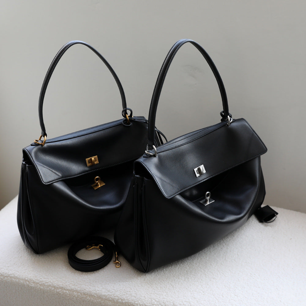 Soft Genuine Leather Tote Bag for Women Large Capacity Minimalist Commuter Shoulder Crossbody Handbag, Versatile Purse with Premium Leather Finish