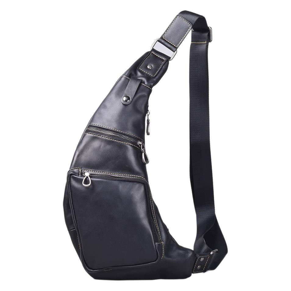 Premium Genuine Cowhide Leather Waist Chest Bag for Men | Large-Capacity Cross-Body Shoulder Pack with Built-In Phone Wallet | Multi-Functional Hands-Free Bag for Daily Commute, Travel & Outdoor Adventures | Durable & Stylish Men's Accessory with Ver
