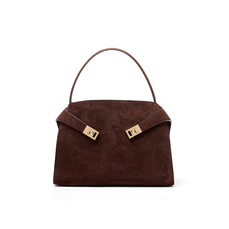 Genuine Top Layer Cowhide Large Capacity Tote Bag for Women, Fall Winter Vintage Style Underarm Shoulder Handbag, Premium Commute Everyday Bag for Ladies