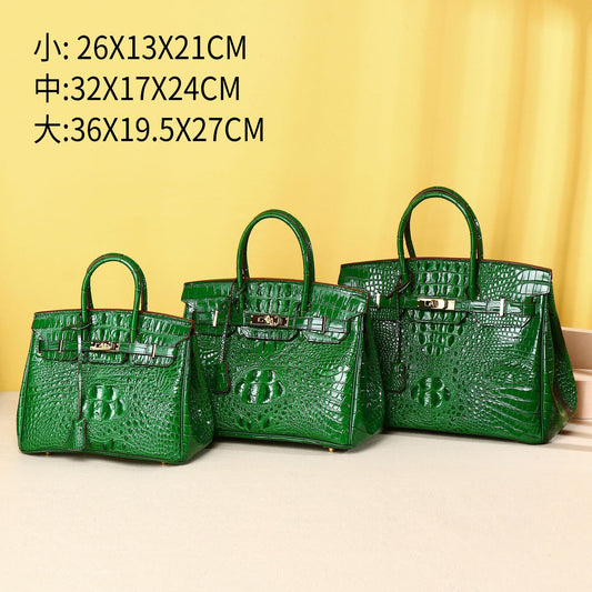 Chic Croc-Embossed Birkin-Inspired Tote Bag for Women, Minimalist Top-Handle Crossbody Handbag with Spacious Large Capacity & Premium Quality, Versatile Everyday Purse
