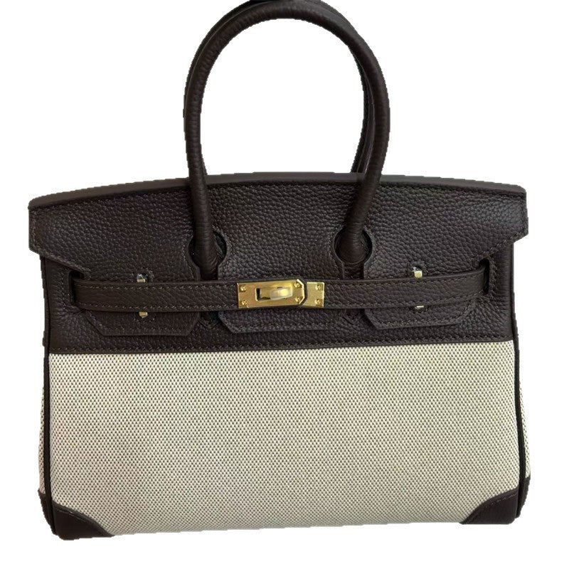 Luxurious Genuine Calfskin Leather Kelly & Birkin-Inspired Tote Bag for Women, Turn-Lock Top-Handle Handbag with Premium High-End Design, New Arrival