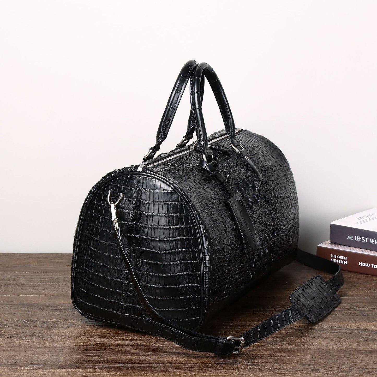 New Arrival Croc-Effect Large Travel Duffel Bag for Men, A Spacious Business Trip Carryall with Multi-Functional Top-Handle Design