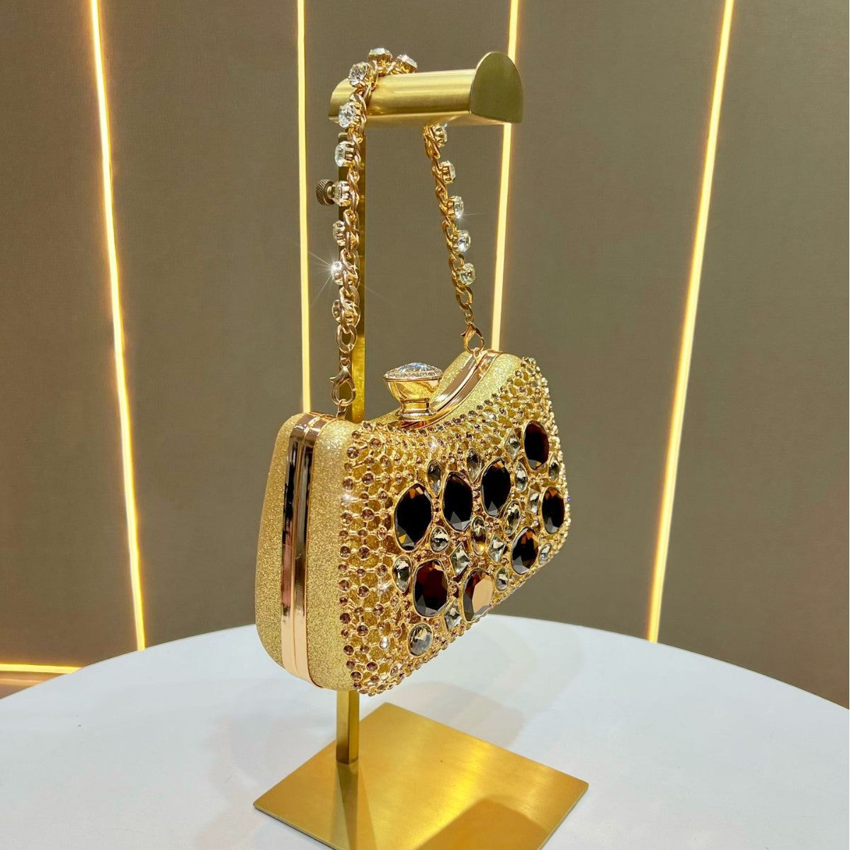 Chic Rhinestone Hollow-Out Evening Bag for Women, A Sparkly Chain Top-Handle Crossbody Shoulder Handbag Perfect for Banquets & Special Occasions