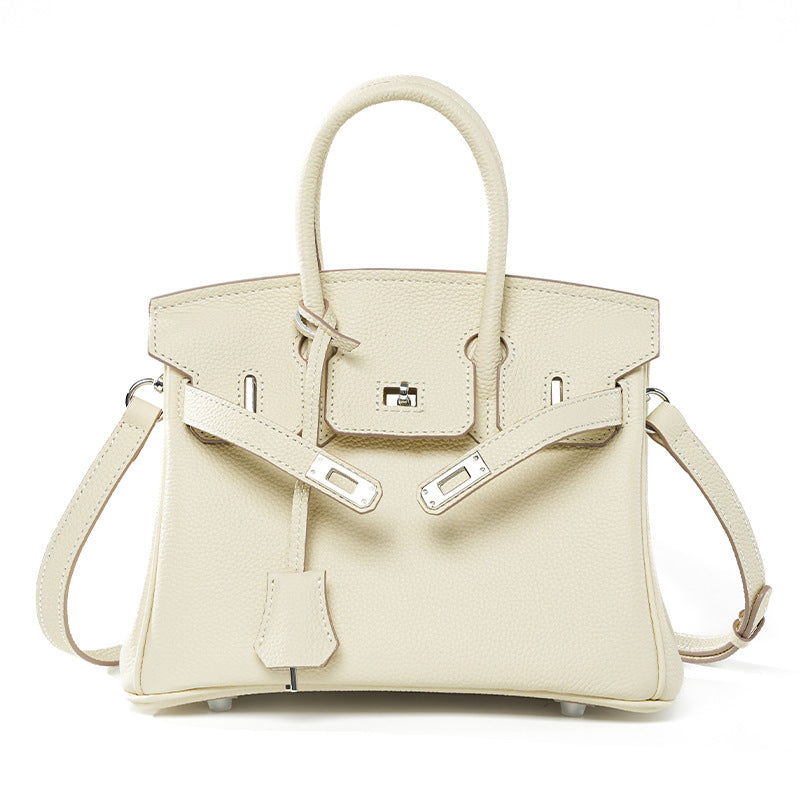 Genuine Togo Leather Birkin-Kelly Style Handbag for Women, Large Capacity Niche Top Handle Purse, Premium Work Commute Bag for Ladies