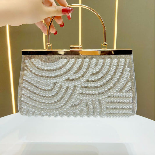 Elegant Chinese Style Pearl Chain Evening Bag for Women, A Premium Hot-Selling Crossbody Shoulder Handbag with Sophisticated Oriental Design, Perfect for Banquets Weddings & Formal Events