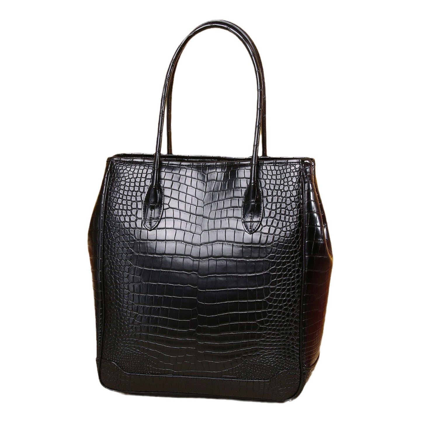 New Arrival Croc-Effect Classic Vertical Tote Bag for Men, A Versatile Large Capacity Top-Handle Handbag with Fashionable Design
