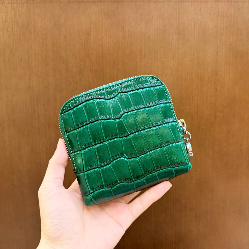 New Arrival Croc-Effect Genuine Leather All-in-One Card Holder for Women, A Large Capacity Coin Purse with Key Ring & Jewelry Pouch, Premium Top-Layer Cowhide Design