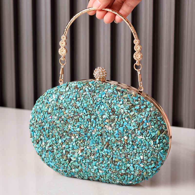 Dazzling Rhinestone-Embellished Round Evening Bag for Women, A Crystal-Studded Top-Handle Formal Dress Purse Perfect for Cheongsam Banquets & Special Occasions