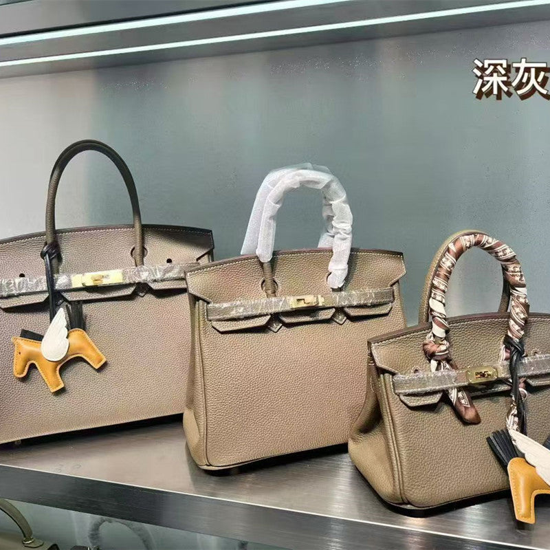 Premium Top-Layer Cowhide Birkin-Inspired Tote Bag for Women, High-Quality Large Capacity Shoulder Crossbody Handbag with Versatile Design, Perfect for Banquets & Everyday